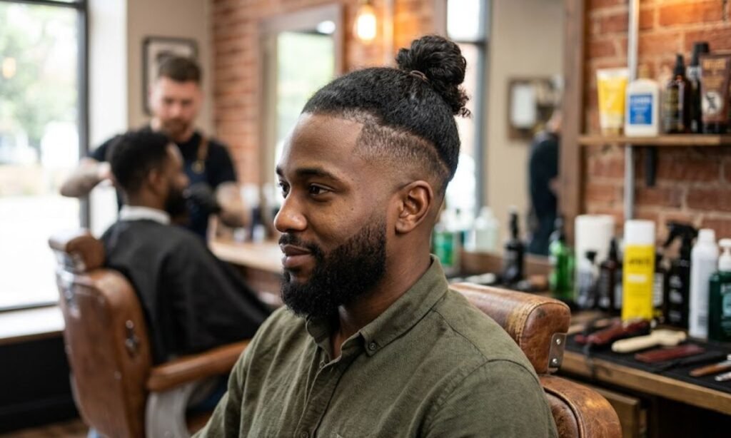 mid-burst-fade-man-bun-combo