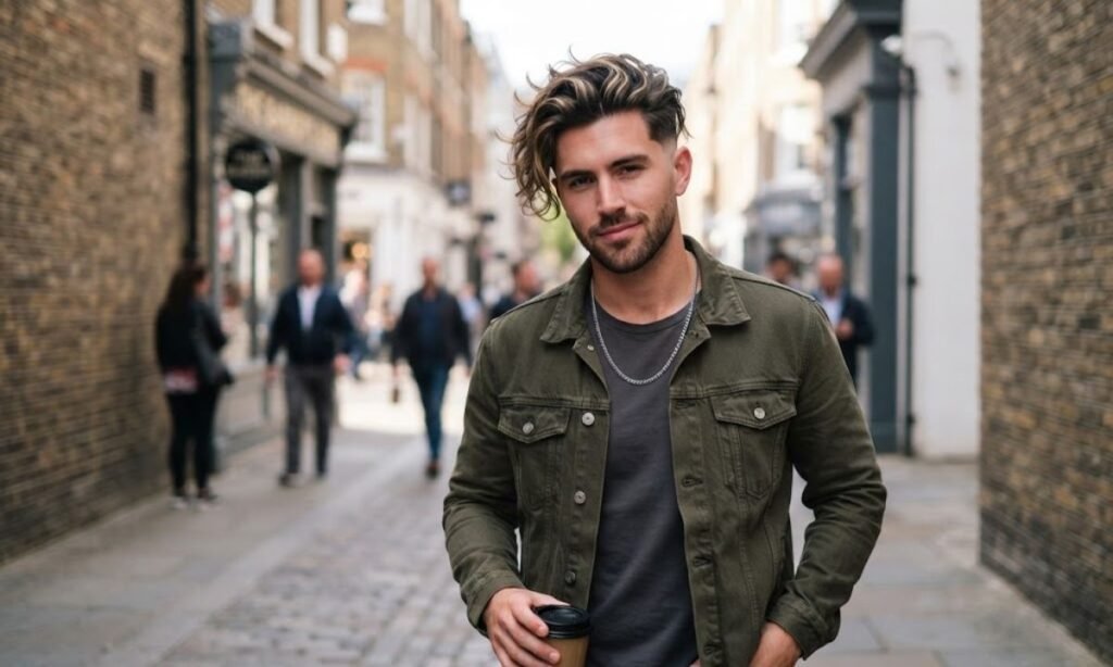 mid-taper-fade-with-highlights-long-hair