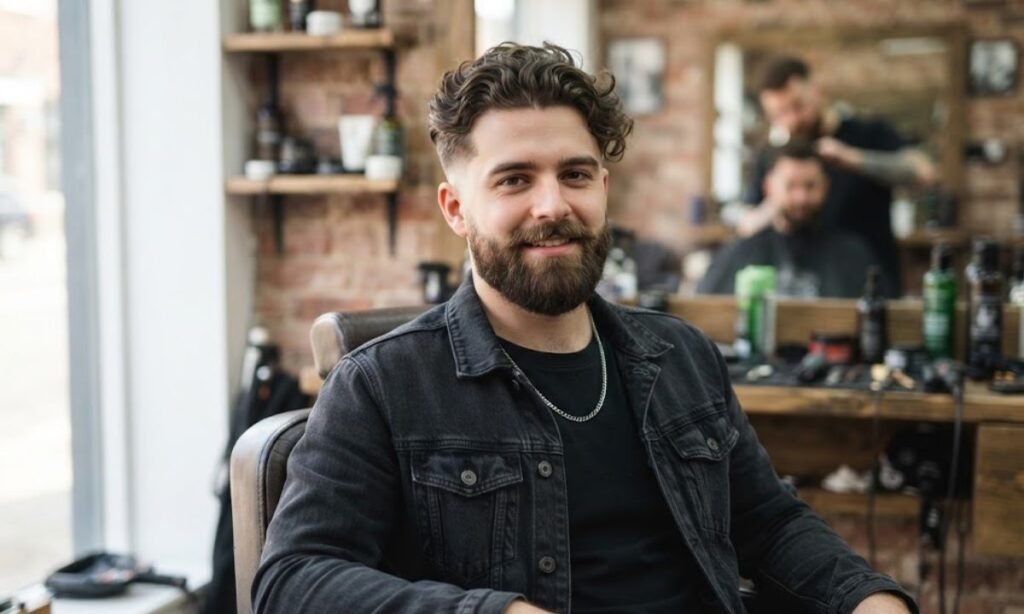 mid-taper-fade-with-long-hair-and-beard-combo